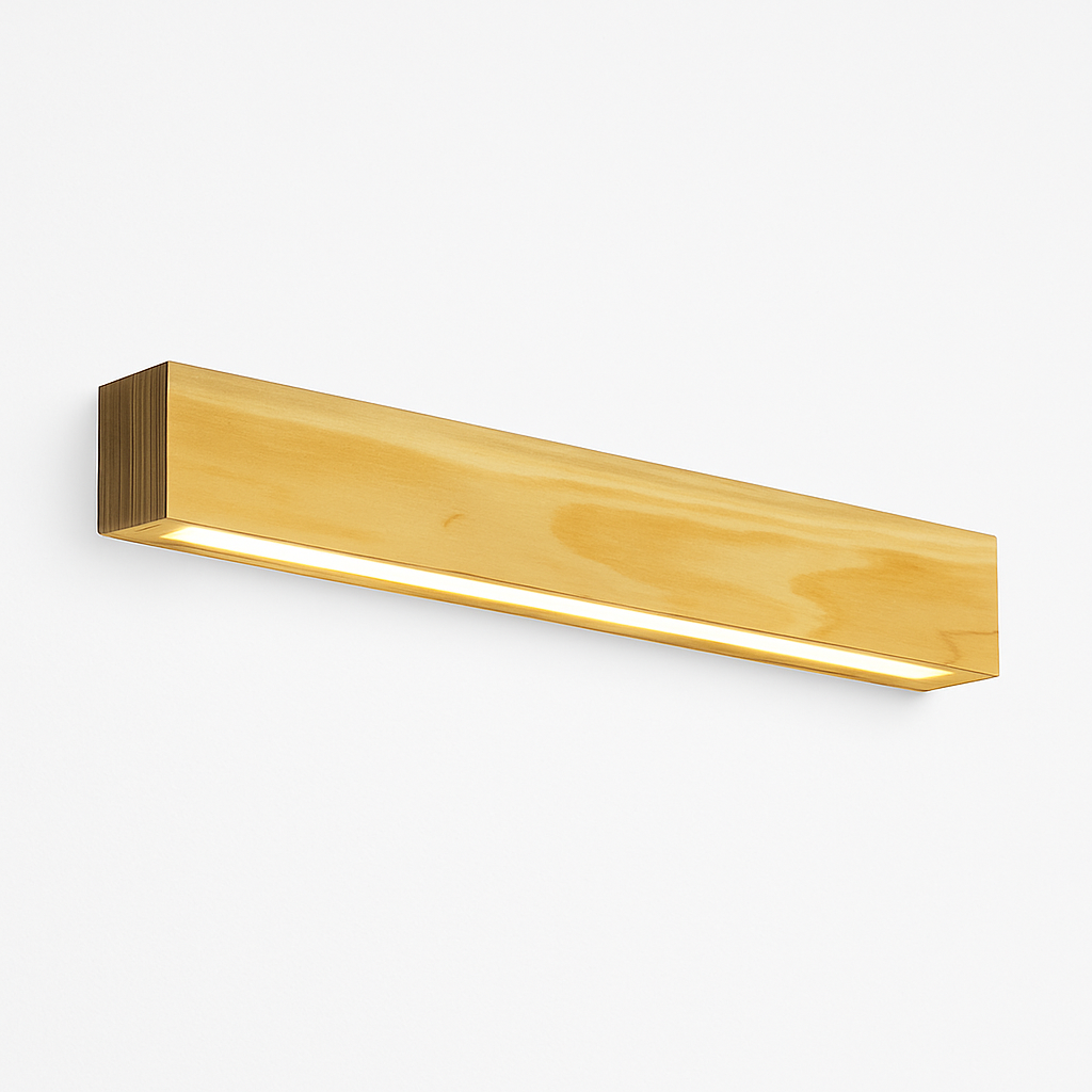 Modern elongated LED wall light in Nordic style wood