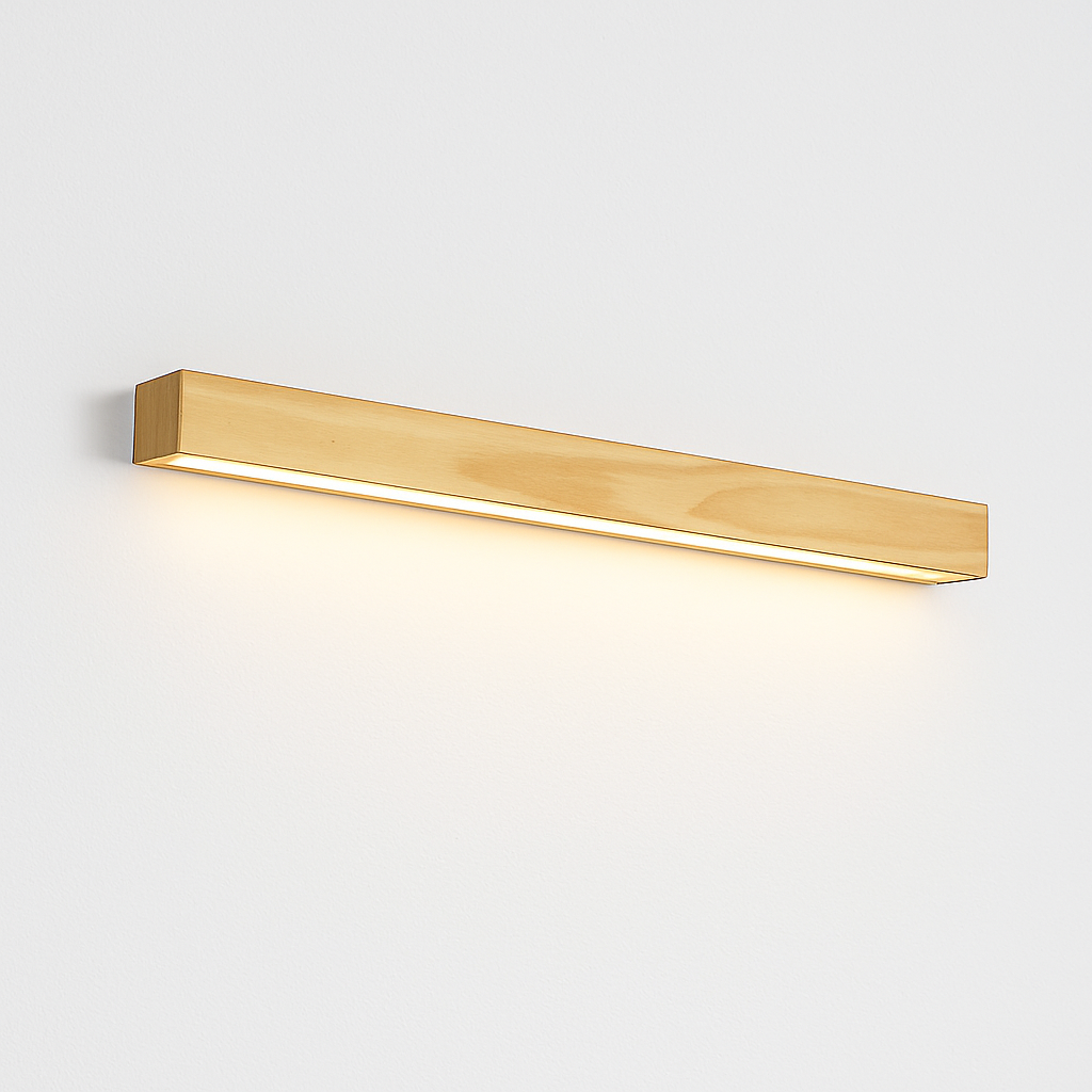Modern elongated LED wall light in Nordic style wood