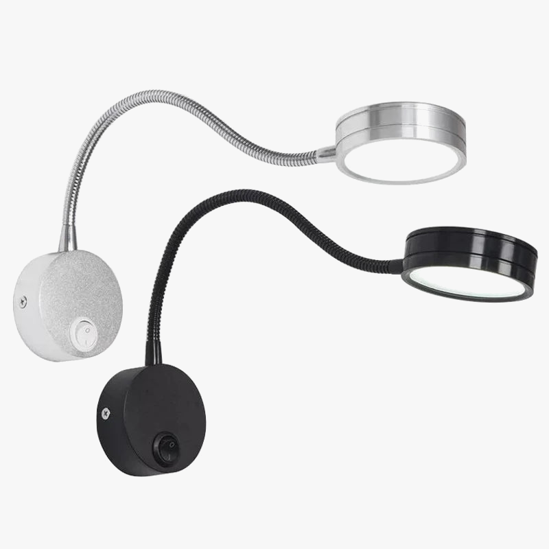 Modern LED wall light with flexible arm and switch