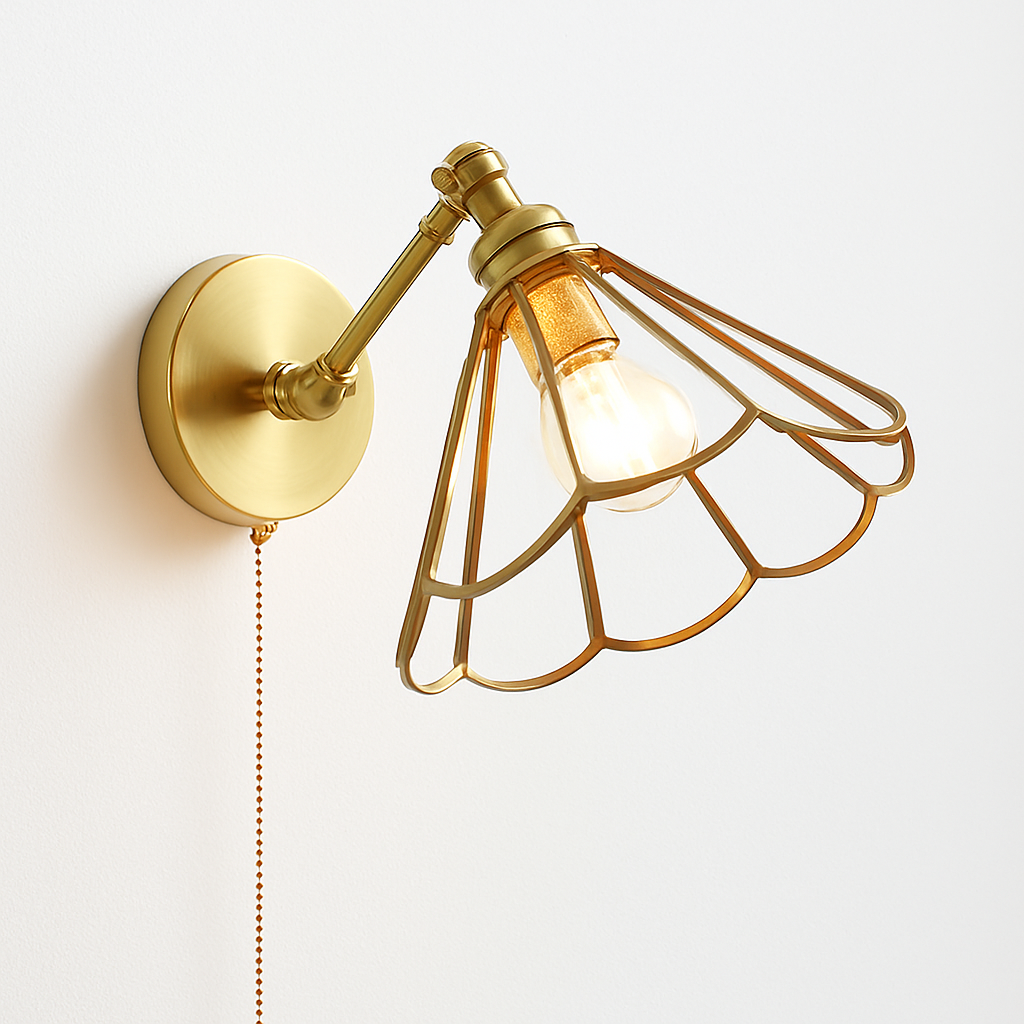 Modern LED wall light with pull chain switch