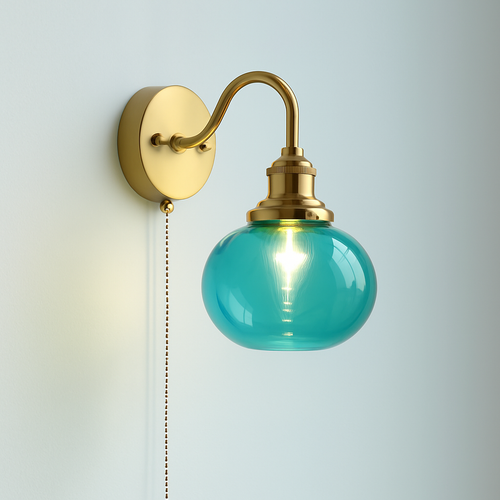 Modern LED wall light with pull chain switch - vue 12 sur 23