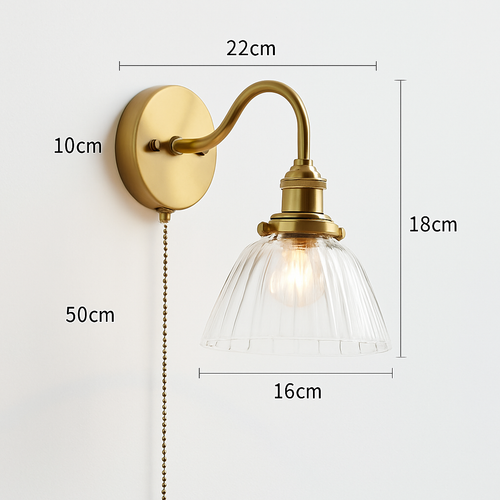 Modern LED wall light with pull chain switch - vue 20 sur 23