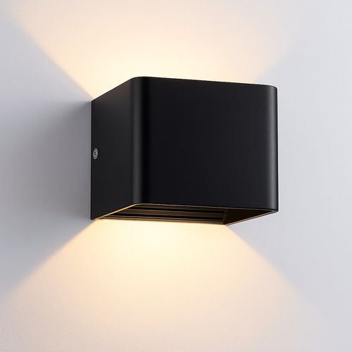 Modern LED wall light with colourful metal cube - vue 3 sur 4