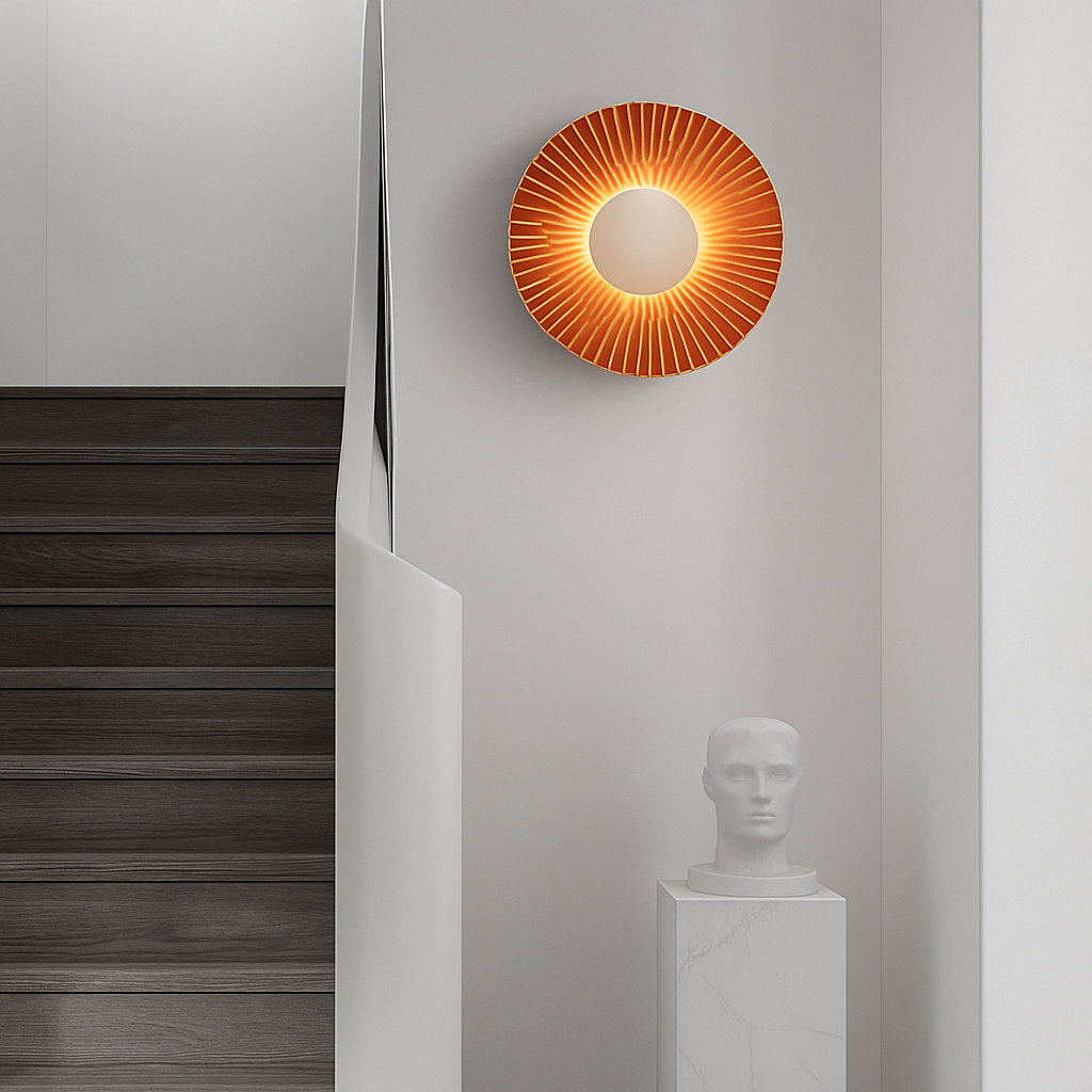 Modern metallic sun-shaped LED wall light Hasna - vue 3 sur 11