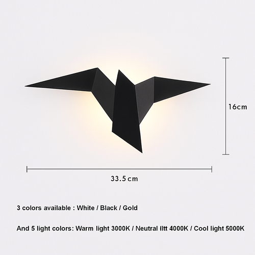 Modern LED origami bird wall light Naila - vue 5 sur 5