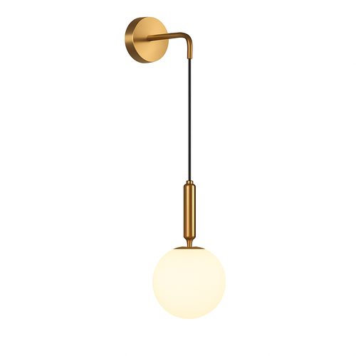 Modern nordic glass ball wall light in brass or black - vue 8 sur 10