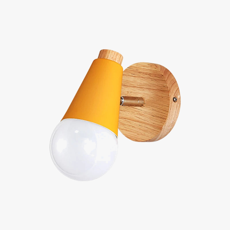 Modern nordic decorative iron and wood wall light