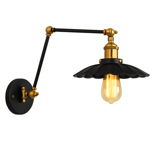 long vintage loft style adjustable wall light with LED - vue 10 sur 10