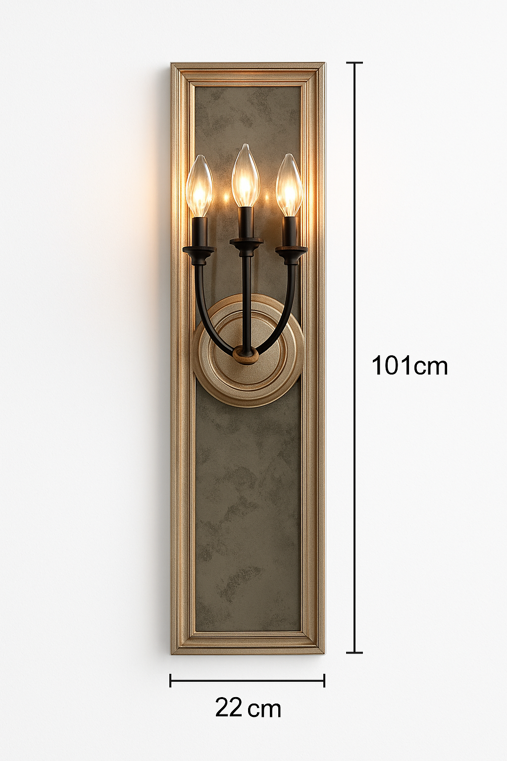 American retro wooden mirror frame wall lamp with vintage candle design