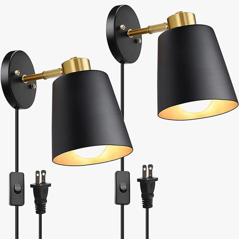 Retro industrial swing arm wall light with switch