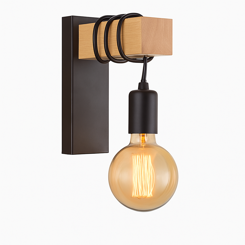 Retro wooden vintage wall light