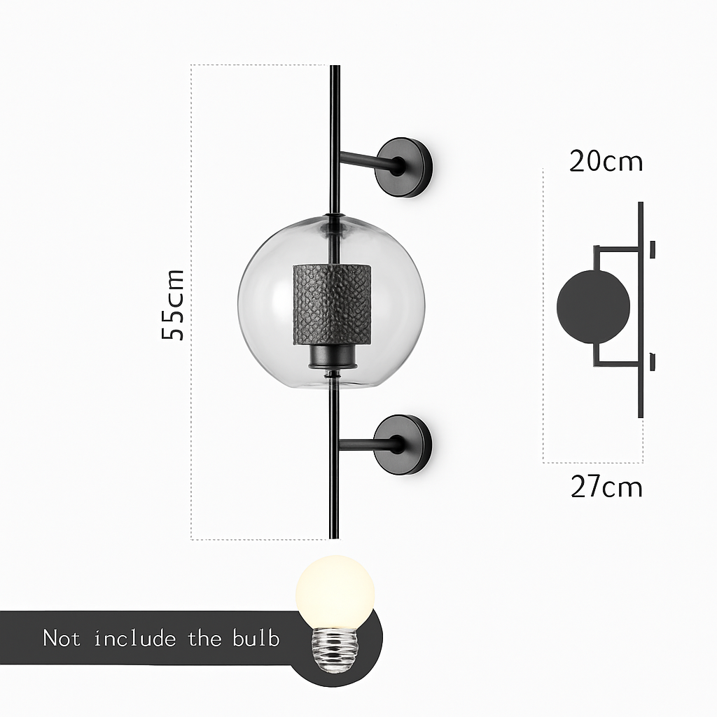 Retro glass and metal wall light - vue 3 sur 11