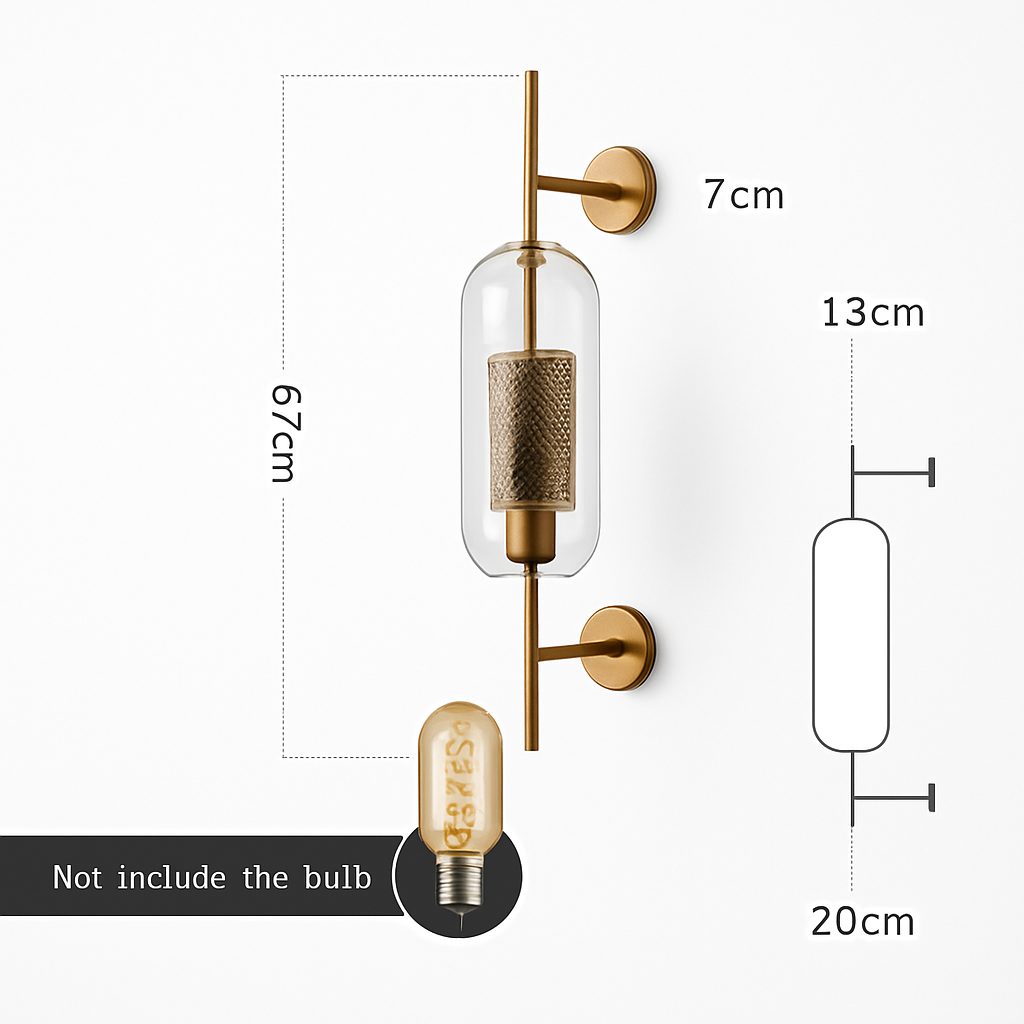 Retro glass and metal wall light - vue 4 sur 11