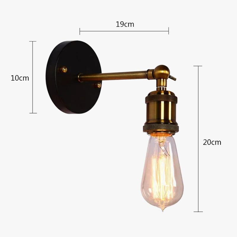 Industrial retro wall light with adjustable angle for indoor lighting