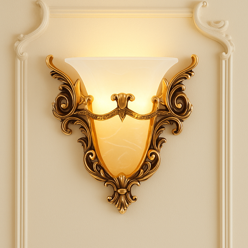 Retro LED wall light with classic arabesque - vue 2 sur 3