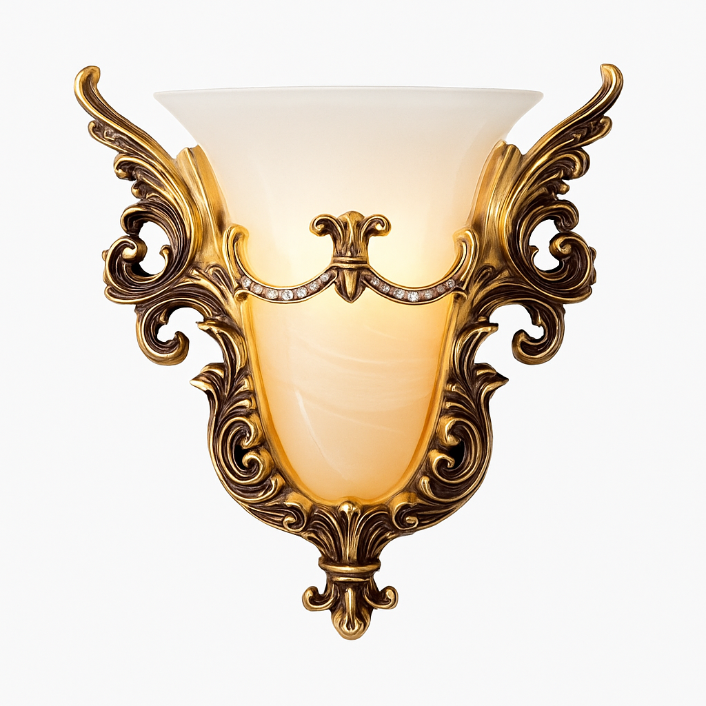 Retro LED wall light with classic arabesque - vue 3 sur 3