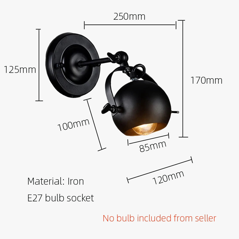 Retro loft wall light for bar, café, or restaurant