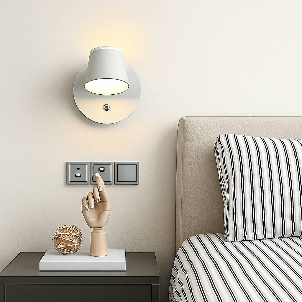 Nordic rotatable wall light with switch adjustable LED reading lamp - vue 4 sur 23