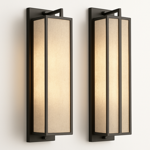 applique murale simple style chinois avec couverture en lin - vue 3 sur 8