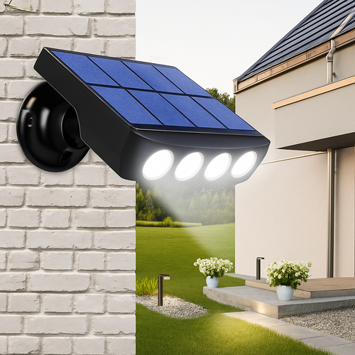 Outdoor solar wall light with motion sensor IP8 waterproof LED garden lamp for path and street - vue 2 sur 8