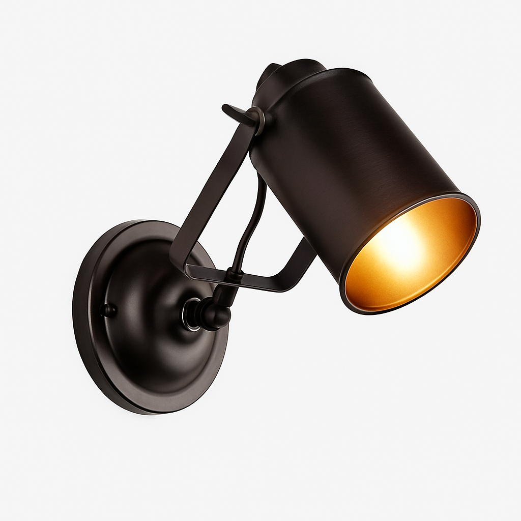 Black metal adjustable wall spotlight cafe