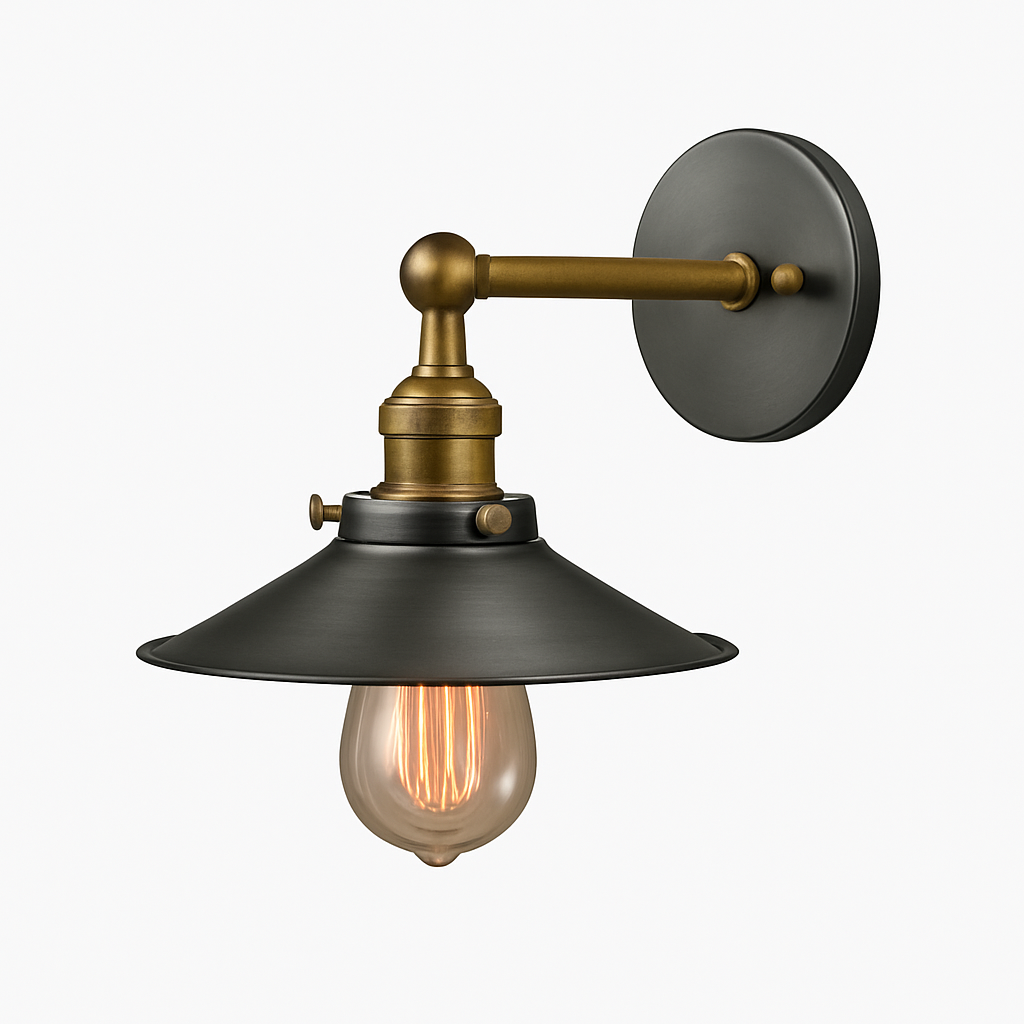 Industrial style black metal wall light