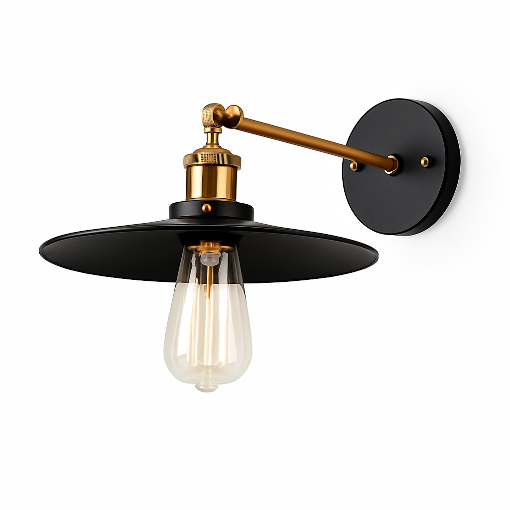 Industrial style black metal wall light