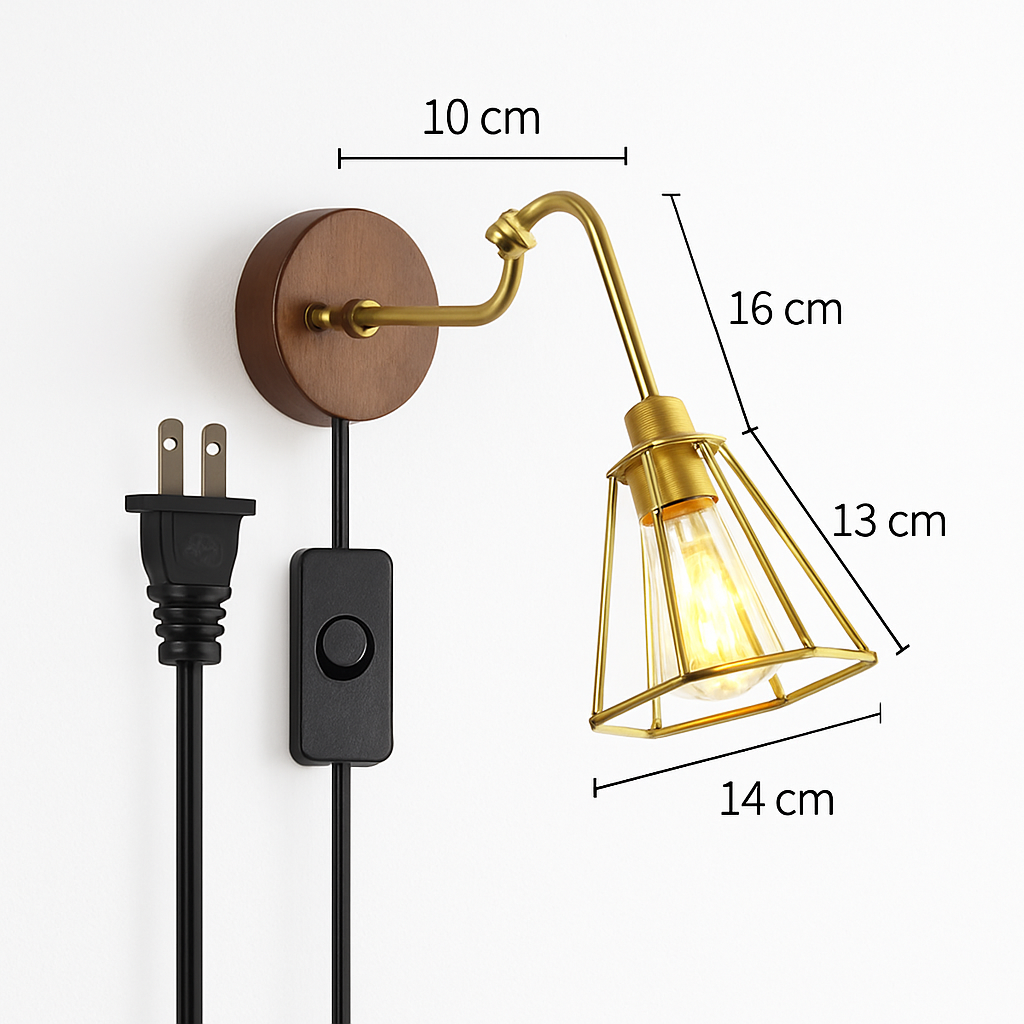 Vintage wall light with pull chain and wooden base - vue 7 sur 23