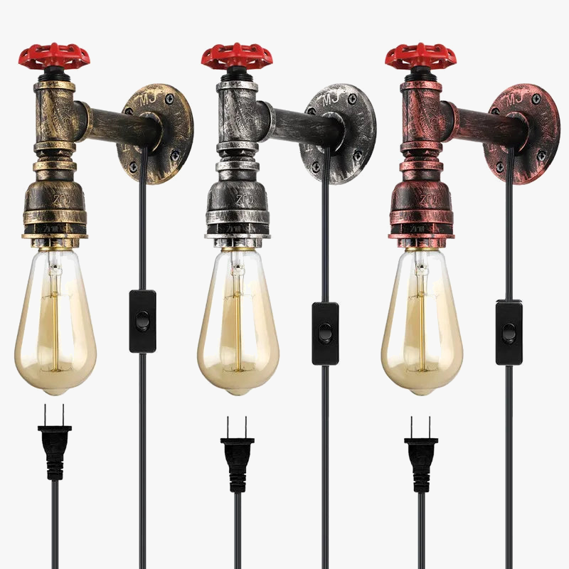 Vintage industrial wall light with water pipe