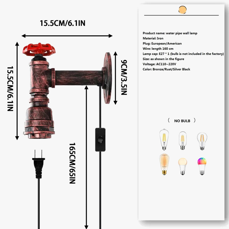 Vintage industrial wall light with water pipe