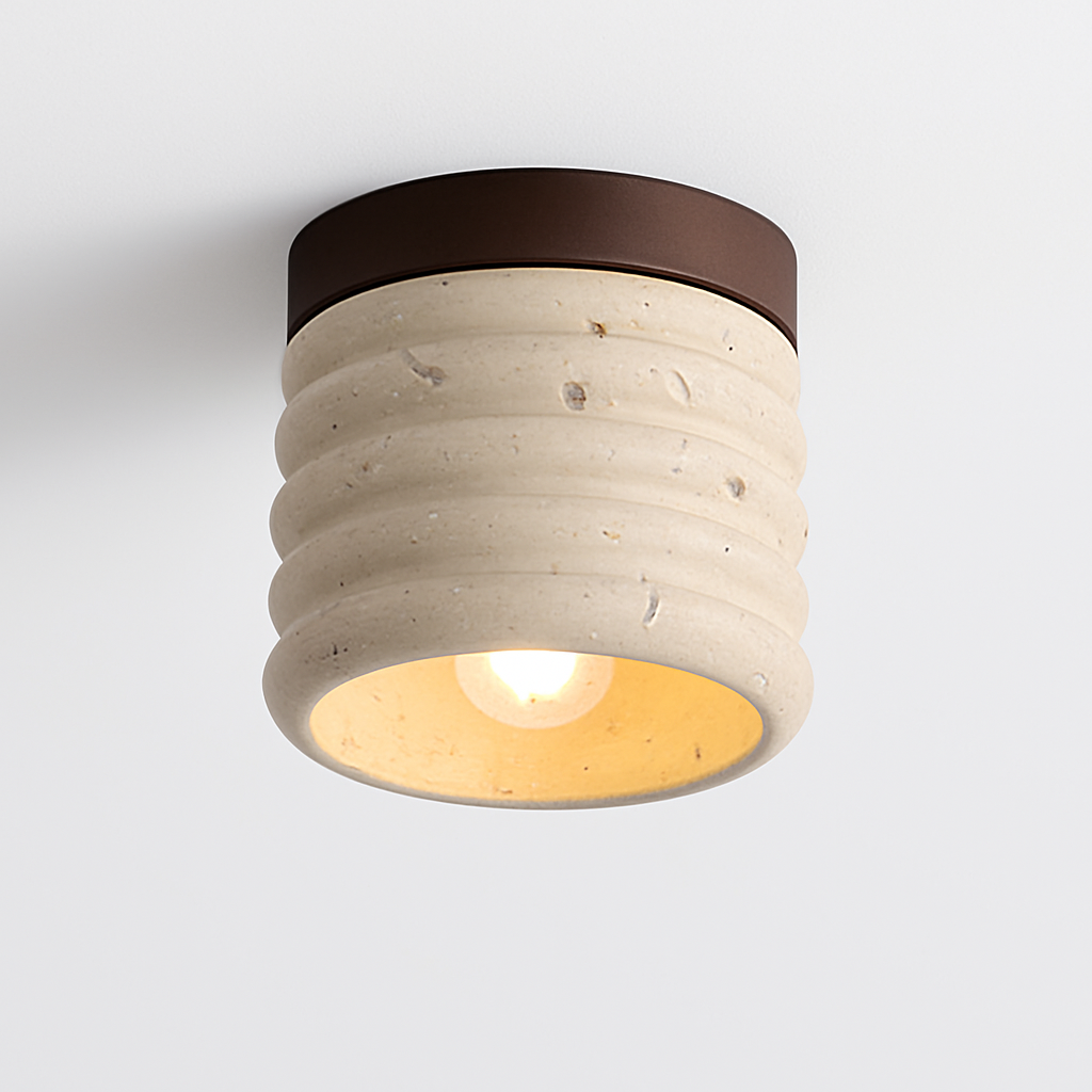 Retro LED ceiling and wall light with natural stone