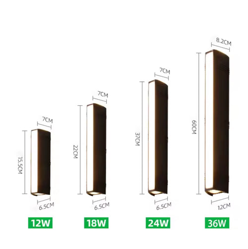 Modern waterproof aluminium LED outdoor wall light - vue 6 sur 5