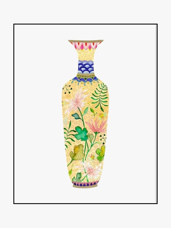 Watercolour flower vase modern decorative wall art print