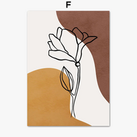 Abstract boho wall art with flowers, moon and sun