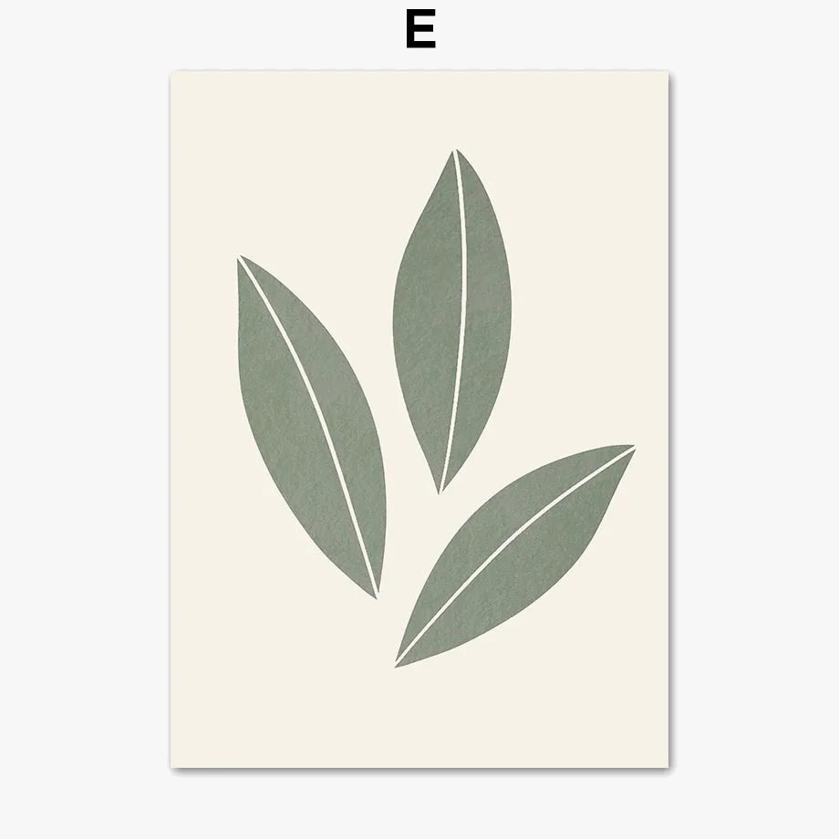 Boho geometric wall art with abstract cactus and floral design