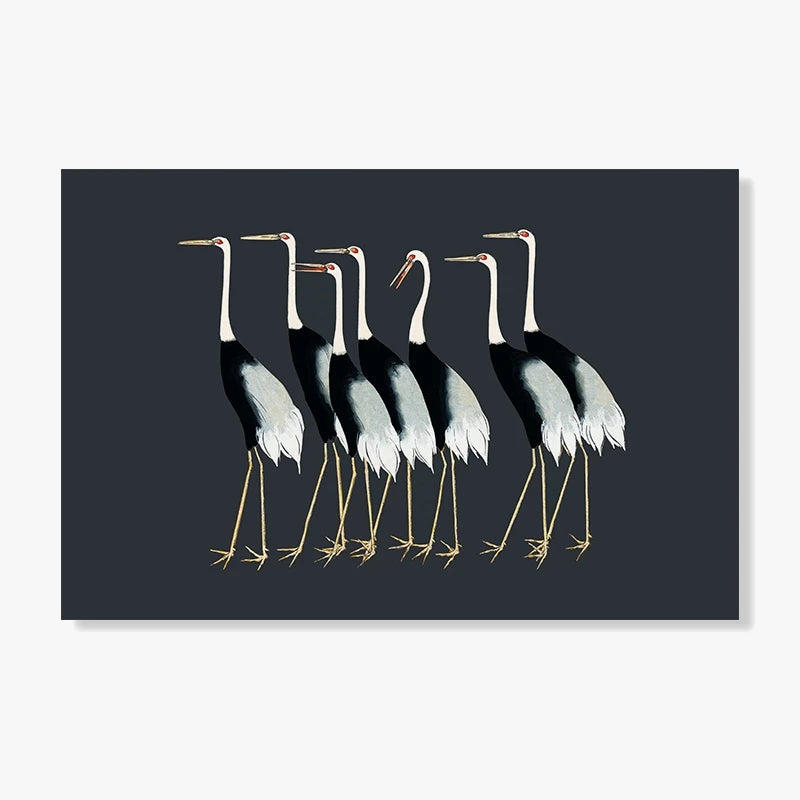 Eclectic wall art red crane and blue heron