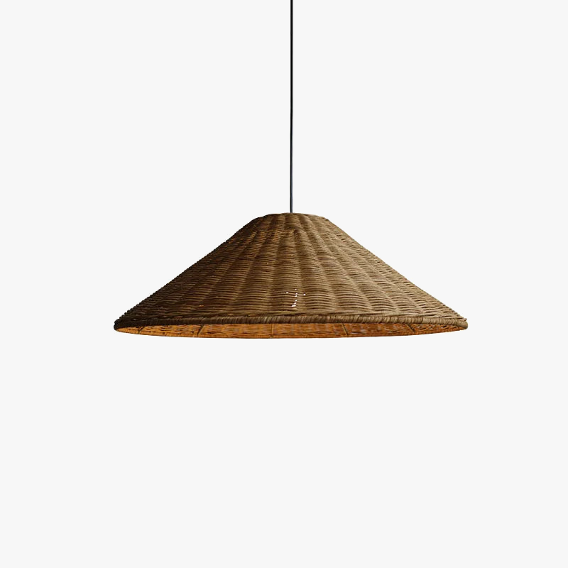 Zen conical bamboo rattan pendant light