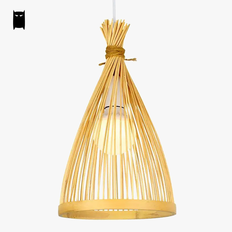 Bamboo wicker rattan cage pendant light Japanese Chinese style for sushi restaurant
