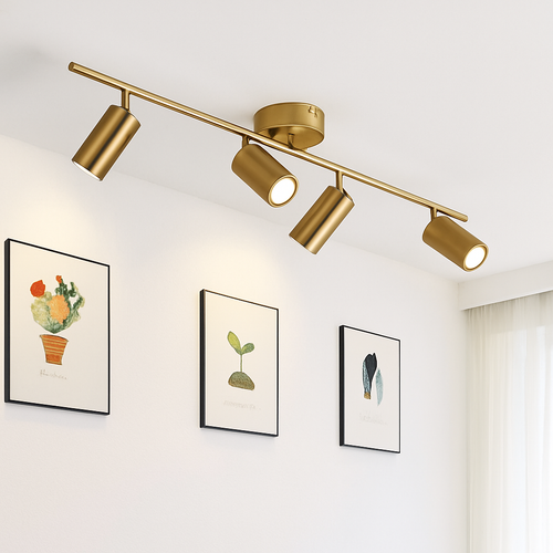 Black or gold aluminium LED spotlight bar mounted - vue 4 sur 7