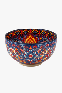 Hand-painted ceramic bowl with ethnic style, versatile kitchen use