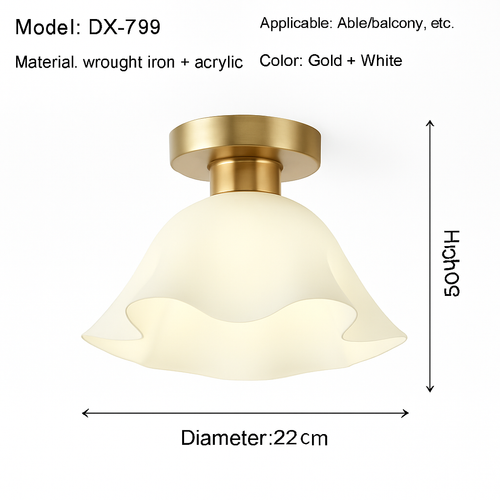 Ceramic glass LED ceiling light for corridor, hallway, entrance, balcony, nordic E27 acrylic chandelier 8825324306778 - vue 13 sur 23