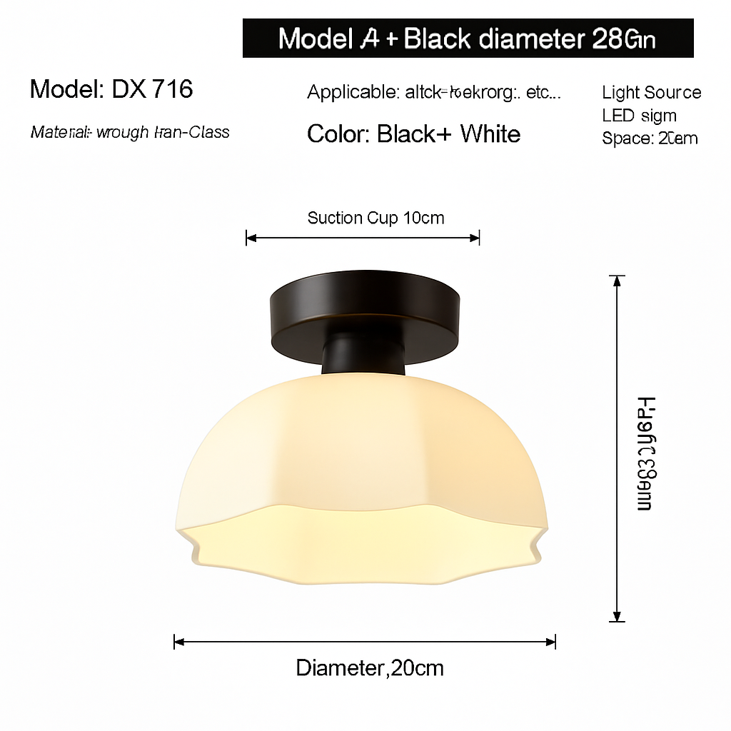 Ceramic glass LED ceiling light for corridor, hallway, entrance, balcony, nordic E27 acrylic chandelier 8825324306778 - vue 23 sur 23