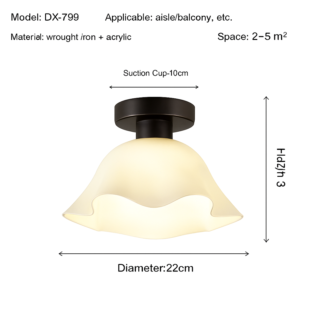 Ceramic glass LED ceiling light for corridor, hallway, entrance, balcony, nordic E27 acrylic chandelier 8825324306778 - vue 10 sur 23