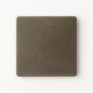 Flat aged grey steel socket cover with rounded edges