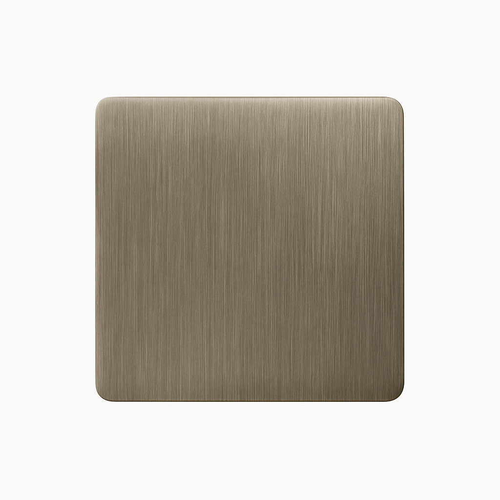 Brushed grey steel blank socket cover with rounded edges