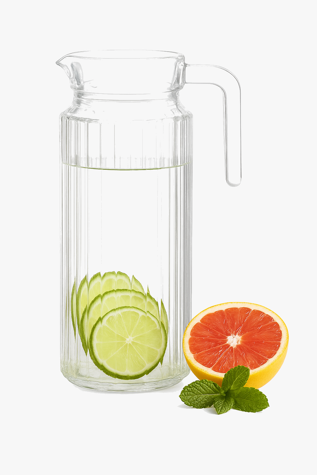 Square ribbed glass cold water carafe 1100ml