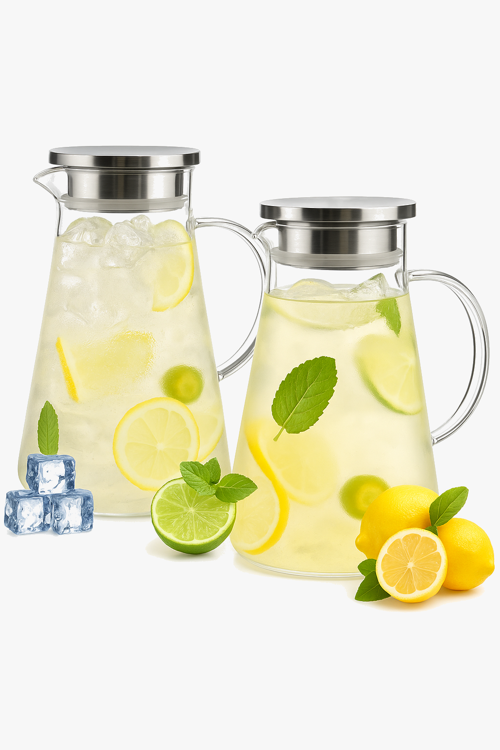 Large capacity heat-resistant glass jug with handle