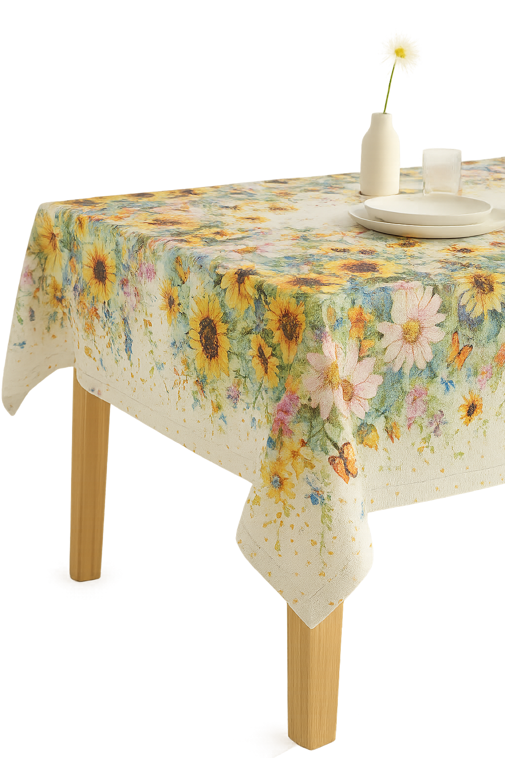 Sunflower and butterfly table runner country style