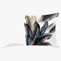 Decorative rectangle cushion with feather pattern 30x50 cm