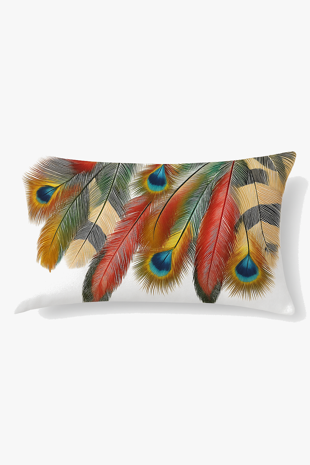 Rectangular decorative cushion cover with feather print 30 x 50 cm
